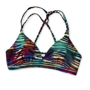 Athleta Bikini‎ Top Multicolor Striped Cross Back Swimsuit Size M
